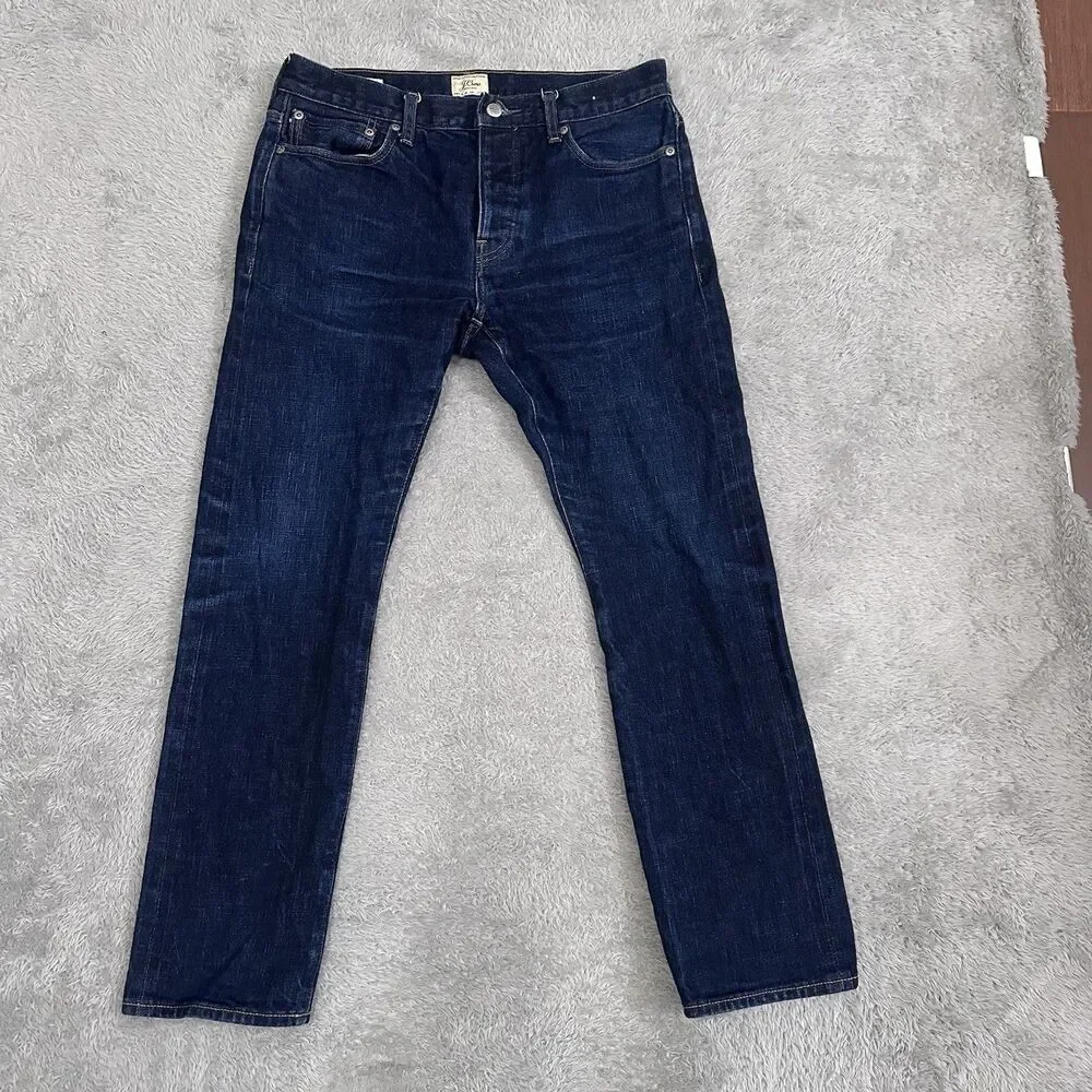 J Crew Selvedge Jeans Men's 32x32 Button Fly Blue Denim 770 Stretch Straight